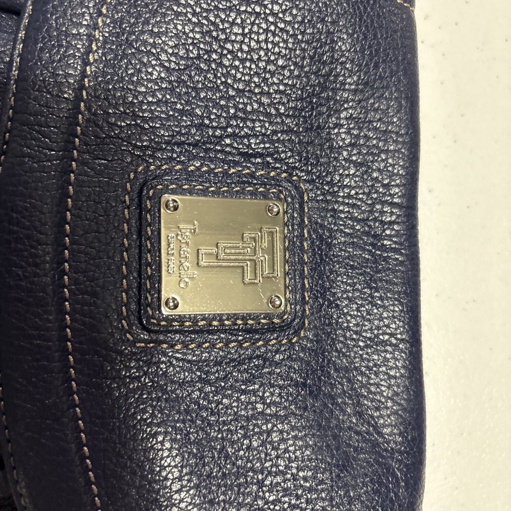 Vintage Blue Tignanello Crossbody Handbag 1989 Pebbled Leathe - Picture 3 of 8